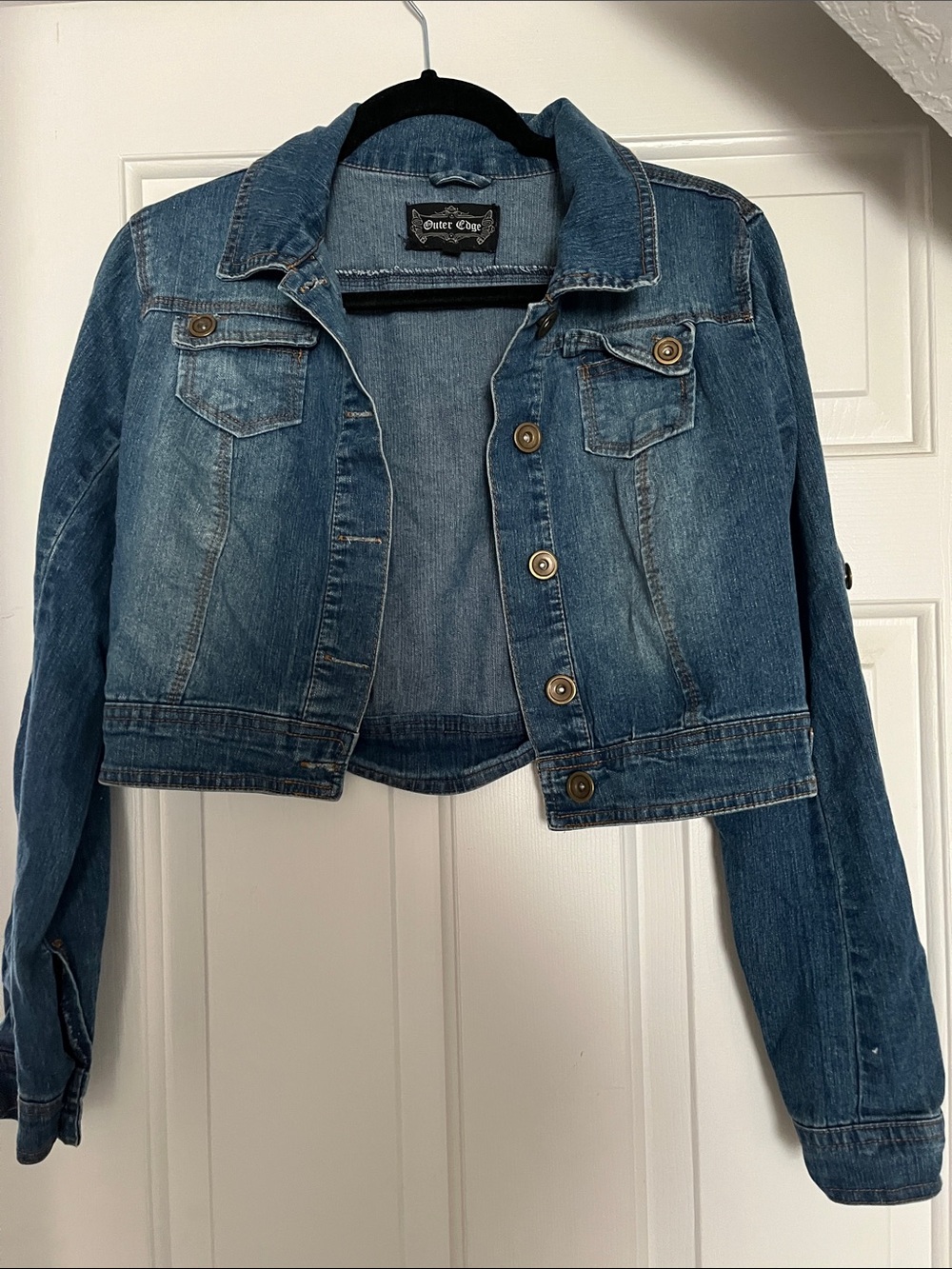 Outer Edge Blue Cropped Denim Jean Jacket